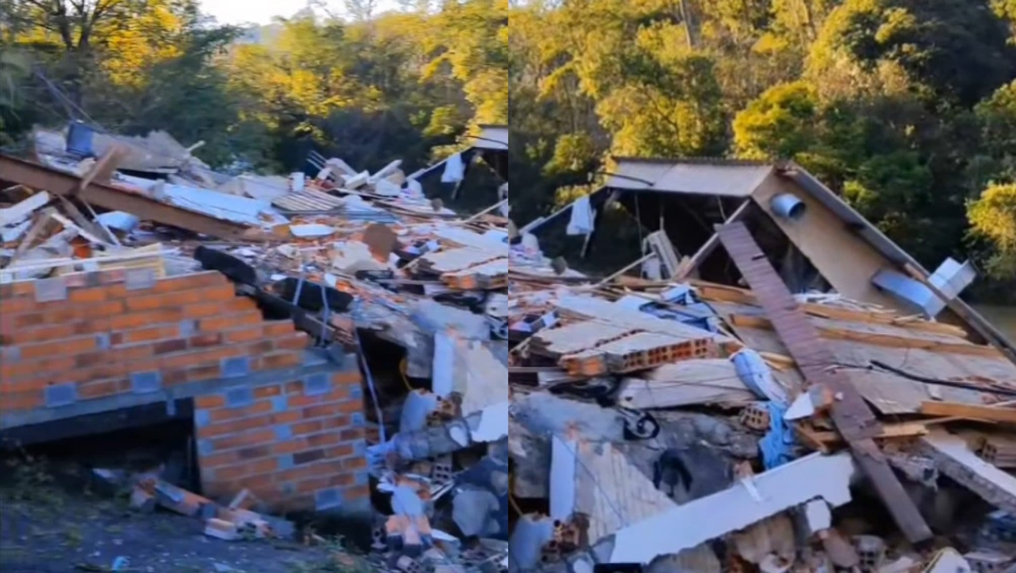 Conjunto de quitinetes desaba com jovem dentro e mobiliza bombeiros em SC