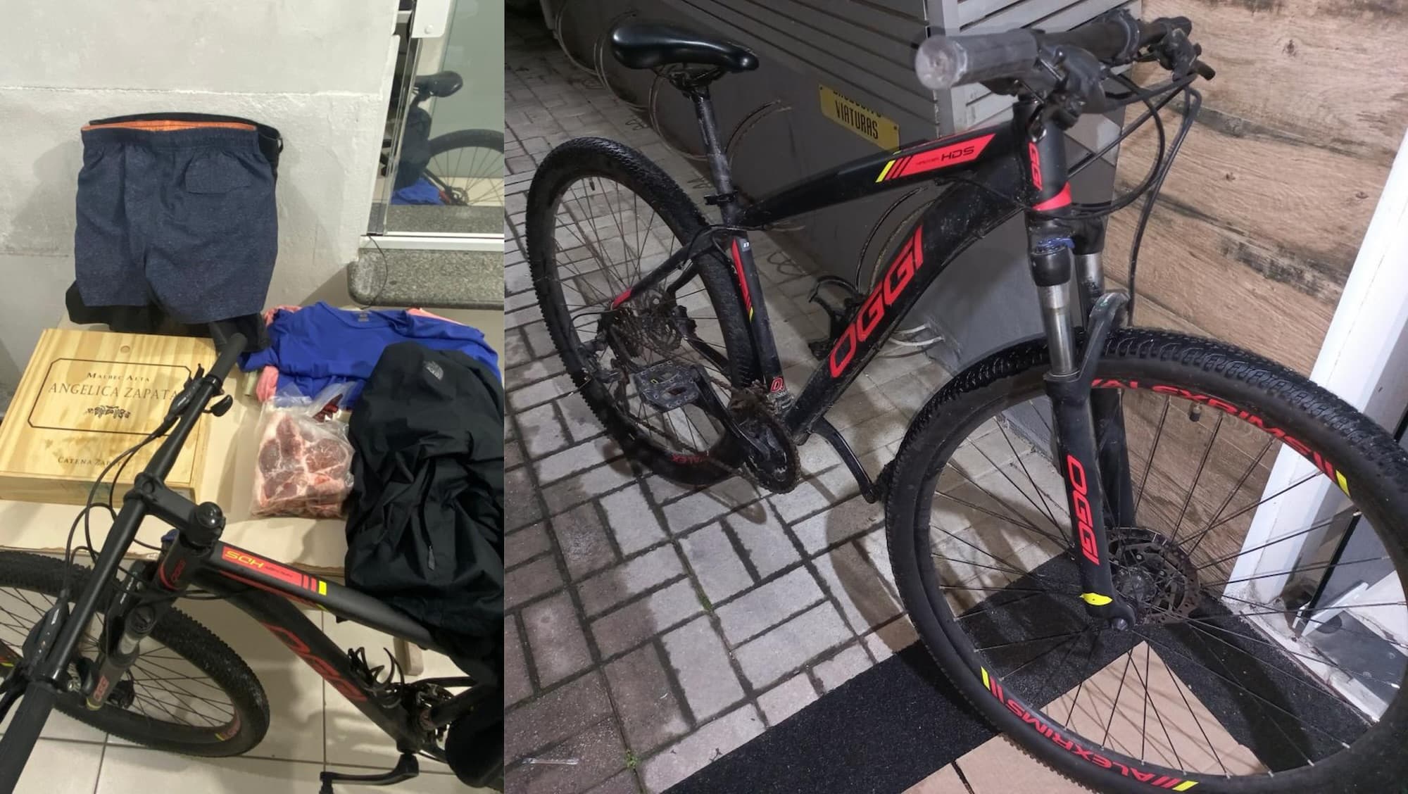 Dupla é flagrada com bicicleta furtada, roupas e vinhos em Porto Belo
