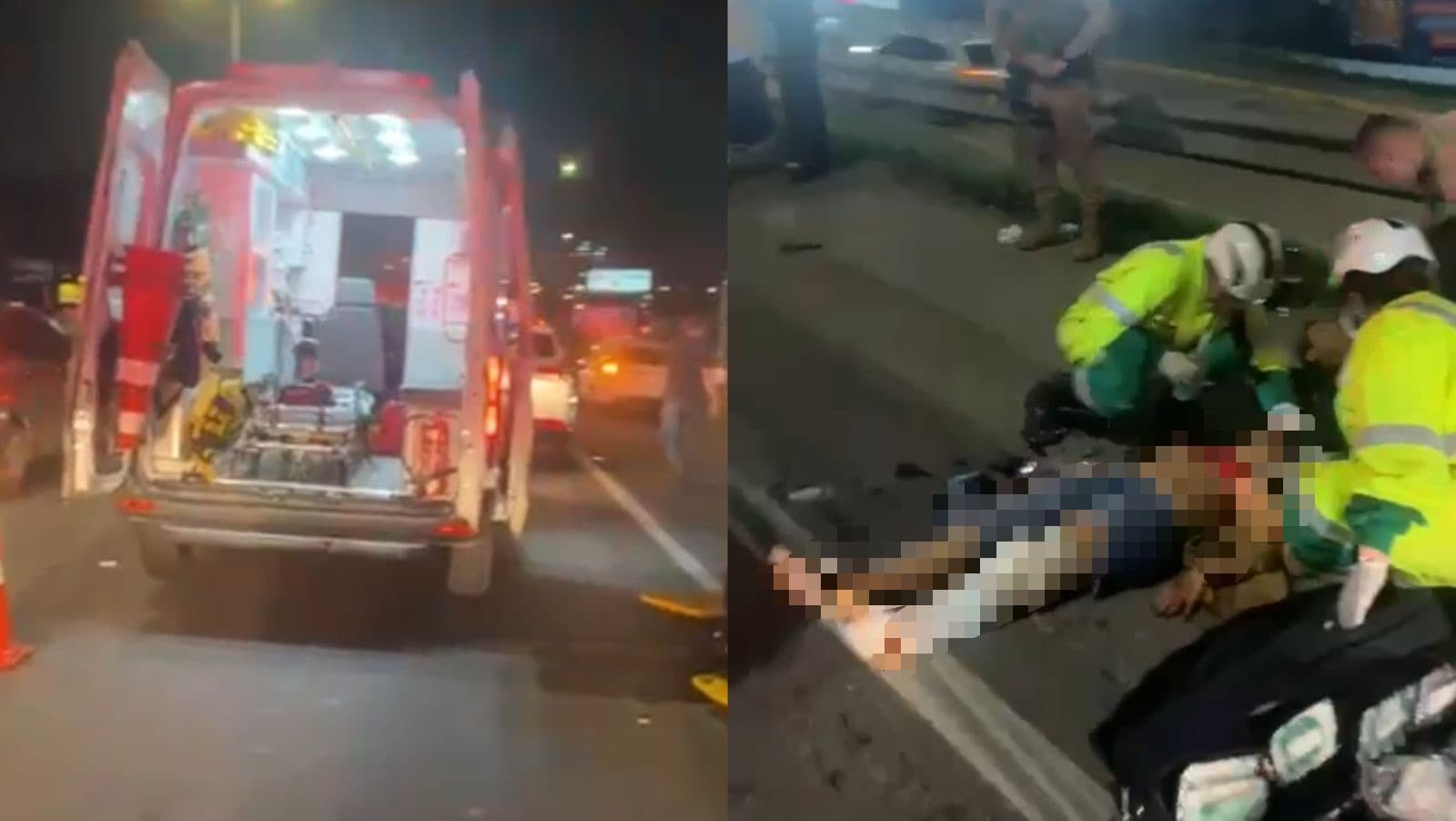 Casal fica ferido após moto bater na traseira de carro na BR-101 em Itapema