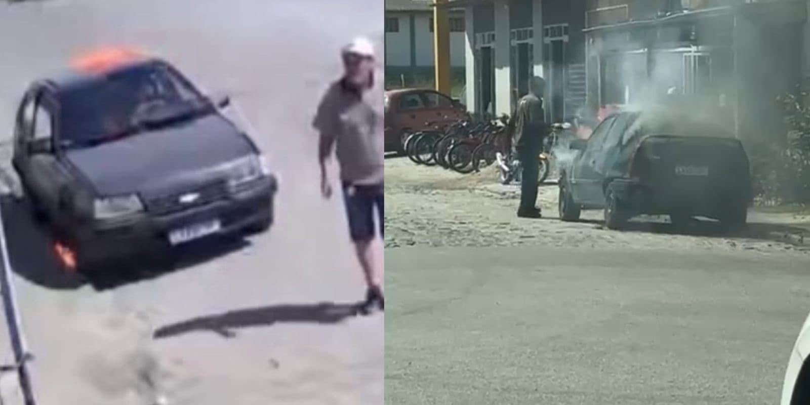 Trabalhador deixa carro estacionado em rua de Tijucas e morador ateia fogo