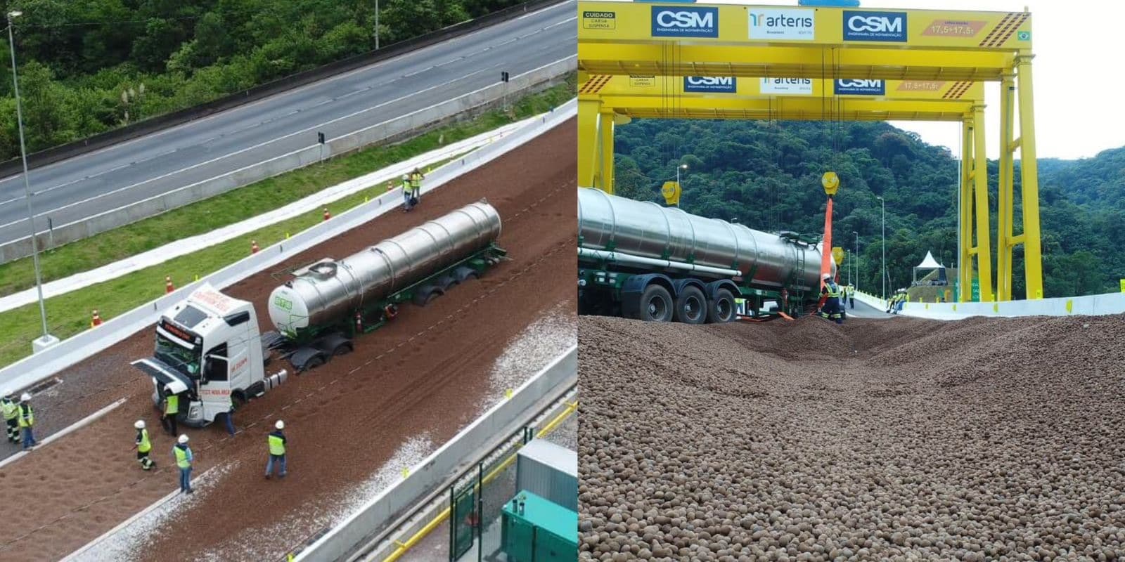Caminhão-tanque com álcool perde os freios na serra da BR-376 e dispositivo evita o pior
