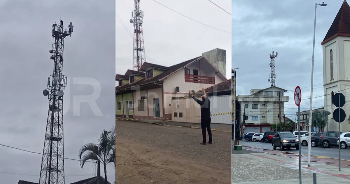 “Rolê aleatório”: padre tenta convencer homem a descer de antena e é surpreendido com pedido inusitado em SC