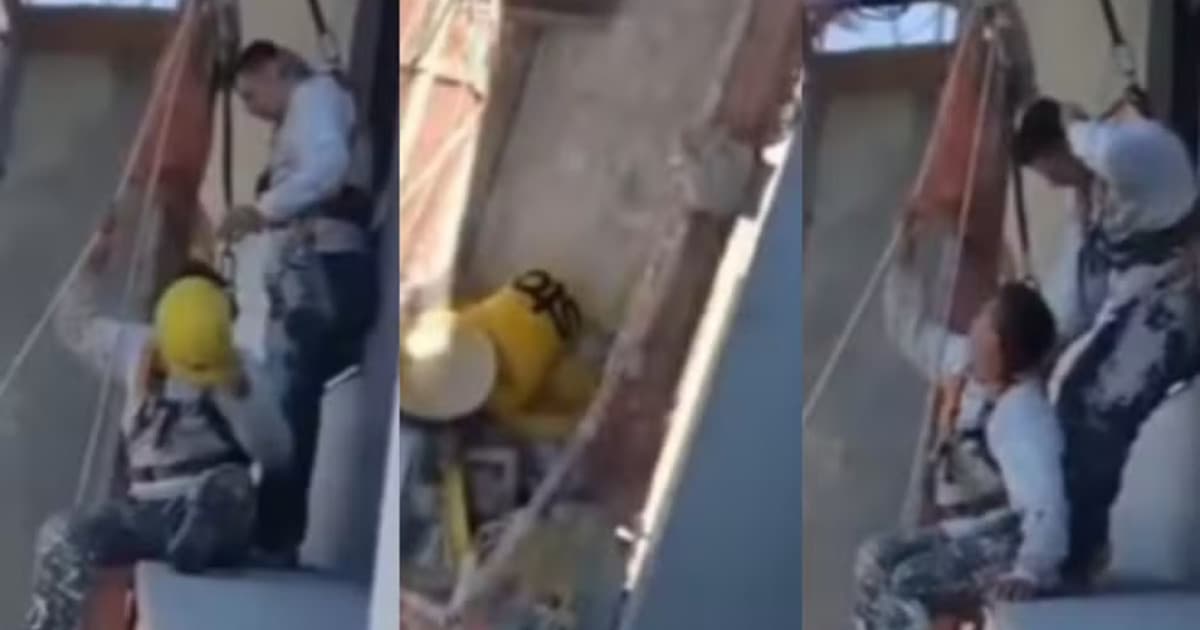 Trabalhadores ficam pendurados após rompimento de andaime em obra de luxo em Balneário Camboriú