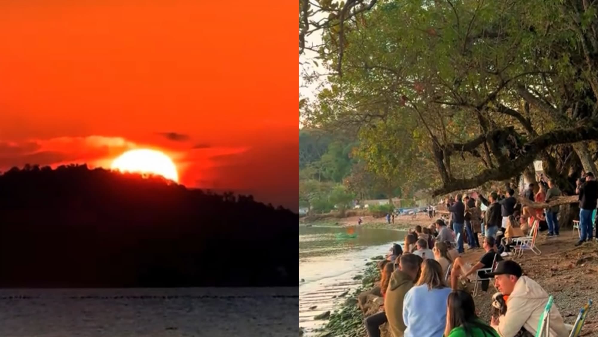 “Gratidão”: Turistas batem palmas durante pôr do sol em praia de SC