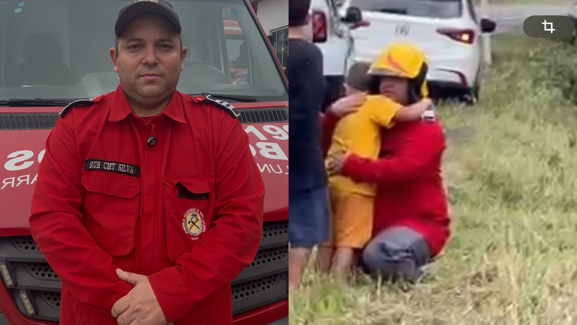 “Ele chorava, e eu só pude abraçar”, diz bombeiro flagrado consolando criança que viu a avó morrer em SC