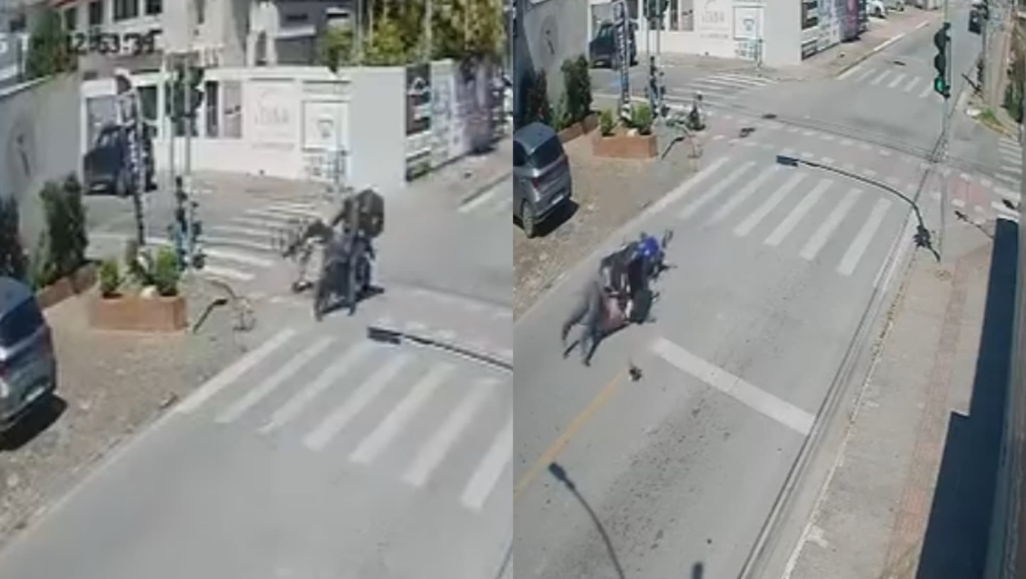 Ciclista fura sinal e causa queda de motociclista em Itajaí