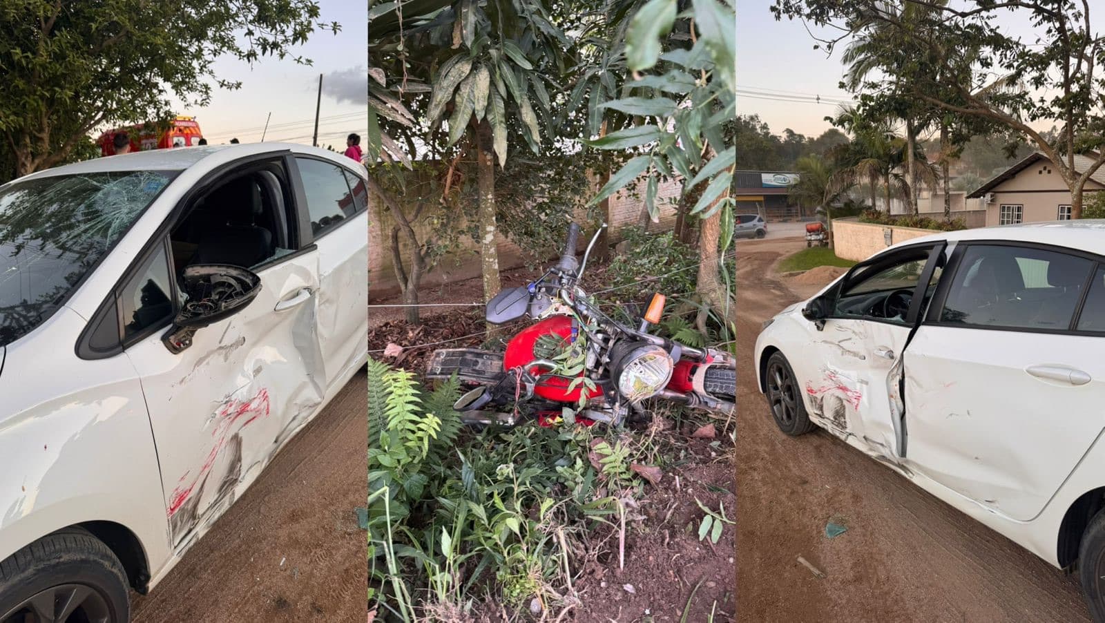 Motociclista e passageira sofrem graves ferimentos após colisão na SC-410, em Canelinha