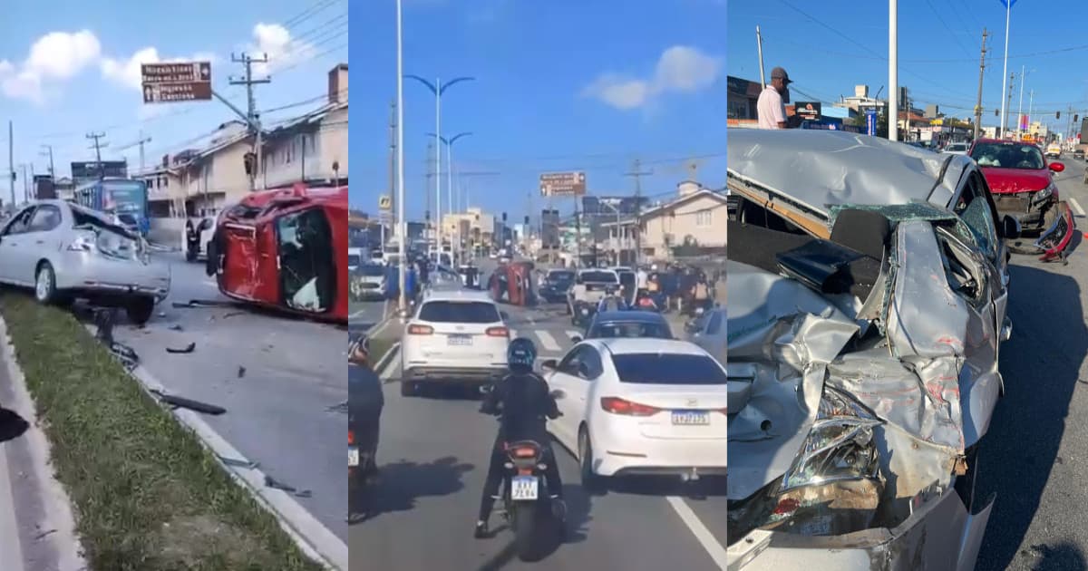 Carro tem falha mecânica ao sair da oficina e provoca acidente com 7 veículos em Florianópolis