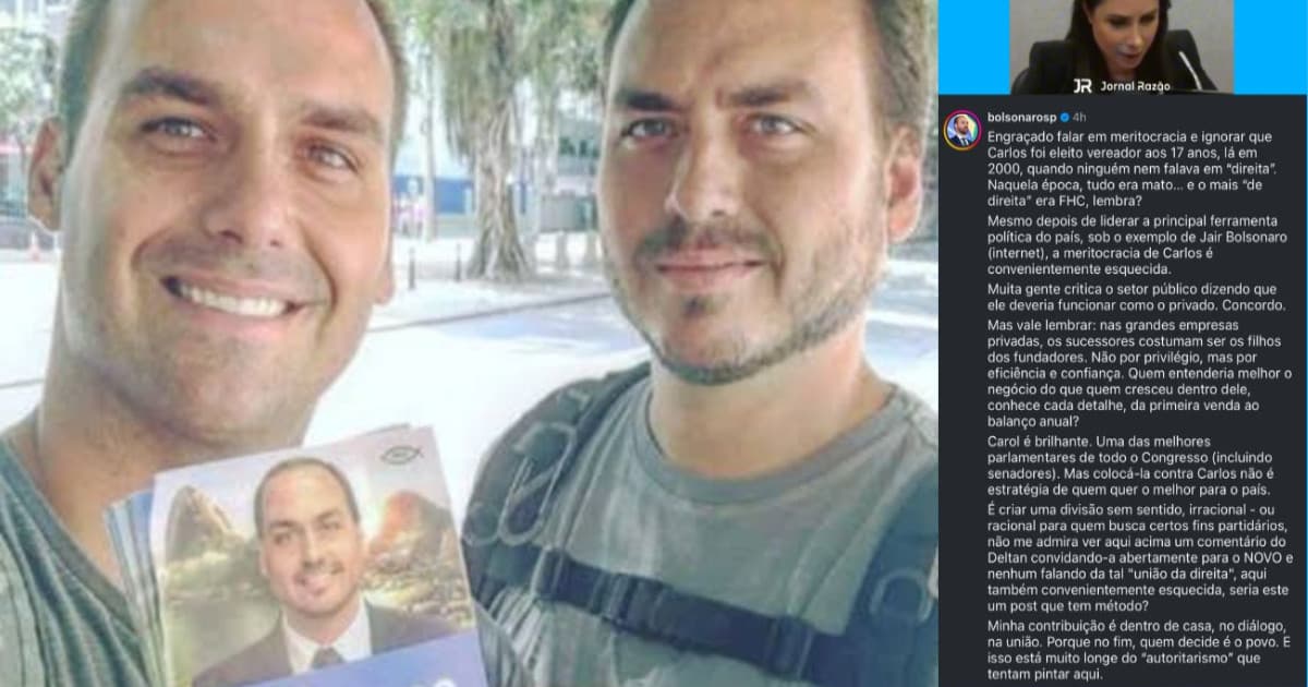 Eduardo cita “meritocracia” e defende Carlos ao Senado por SC: “sucessor de Bolsonaro”