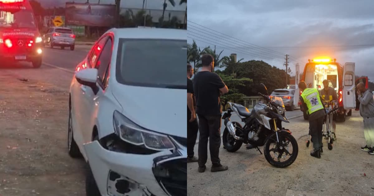 Colisão frontal na SC-410 deixa motociclista ferido, no Vale do Rio Tijucas
