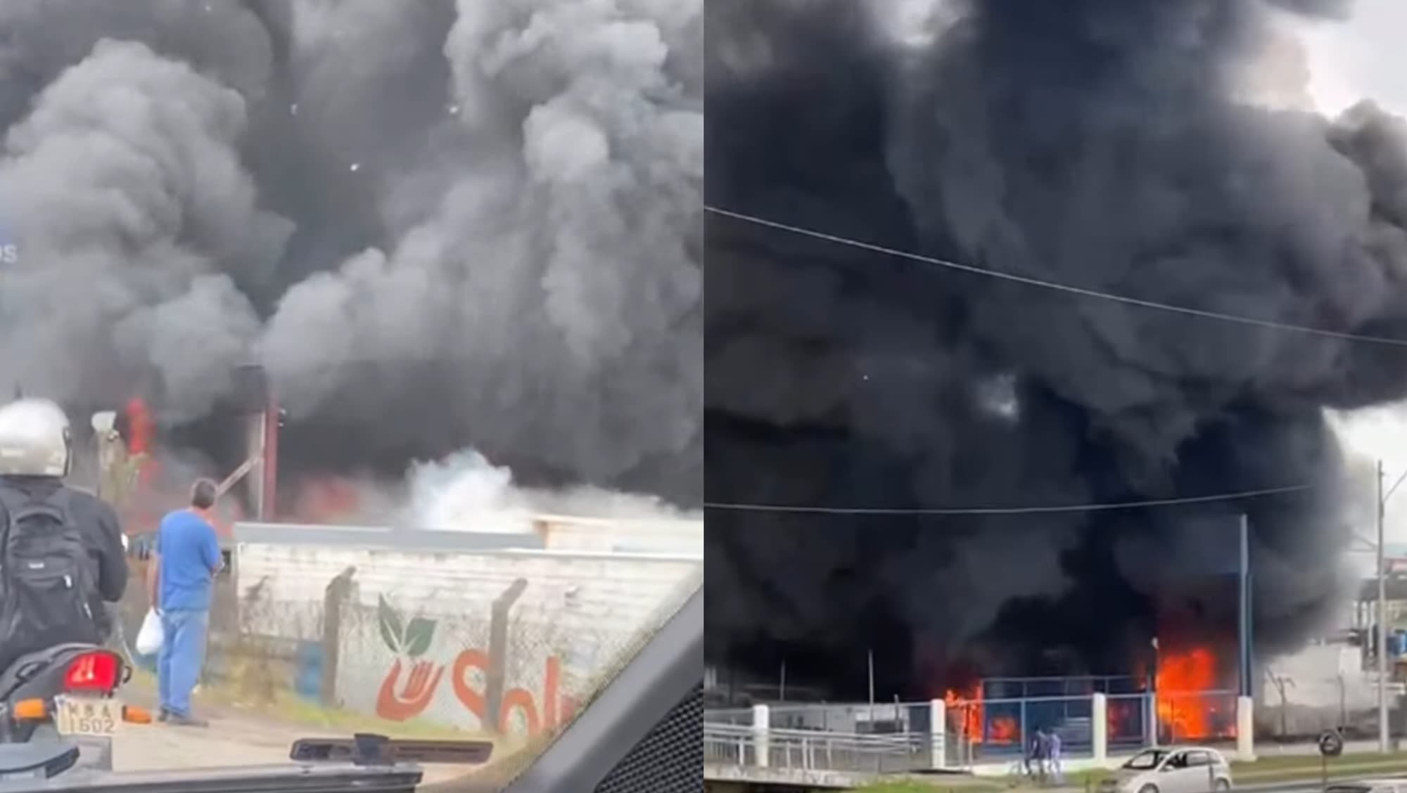 Incêndio mobiliza bombeiros em empresa às margens da BR-101 em Itajaí