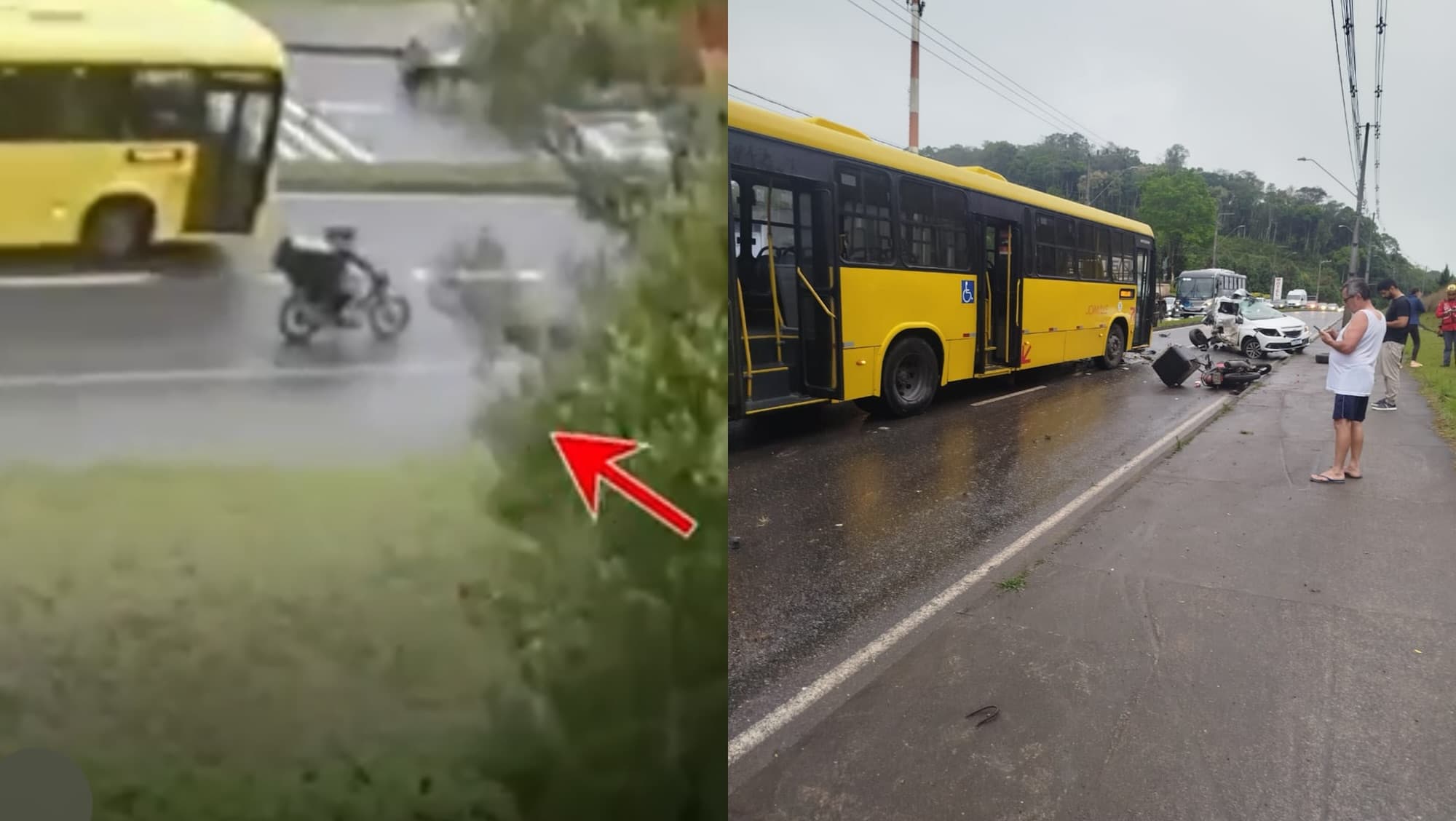 “Motociclista escapou por pouco”: carro derrapou e invadiu a contramão em acidente fatal em Joinville