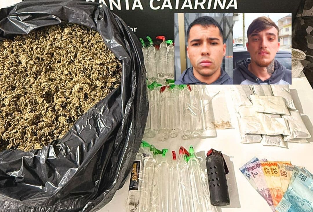 Choque da PMSC prende dupla com granada, 10 kg de skunk e haxixe na Grande Florianópolis