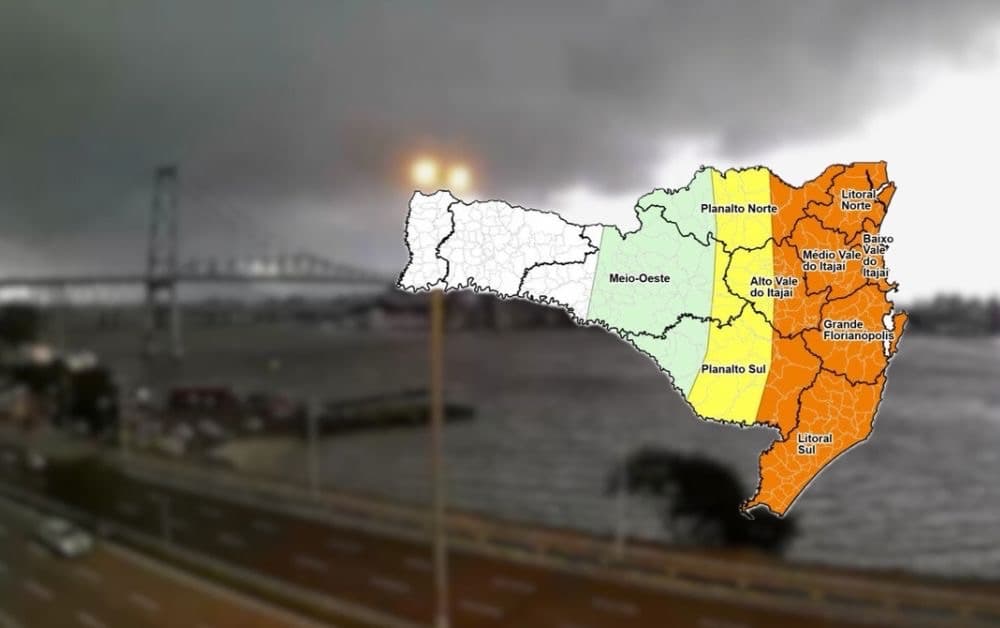 ATENÇÃO: Grande Florianópolis e Litoral de SC em alerta laranja nesta sexta-feira