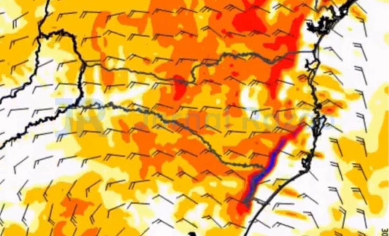 Mapa mostra como e onde ventos do ciclone atingirão SC: “até 120 km/h”