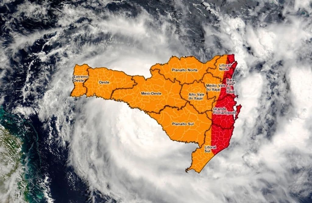 Alerta vermelho em SC: ciclone perigoso eleva risco de tornados e enxurradas