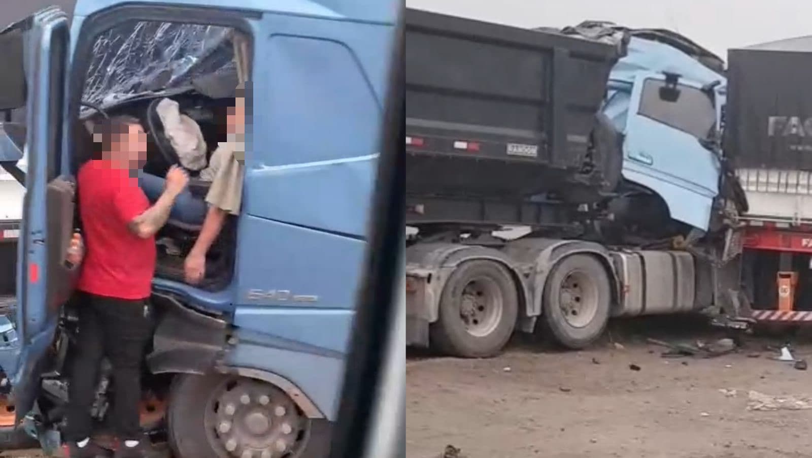 Acidente entre duas carretas causa lentidão na BR-101 em Porto Belo