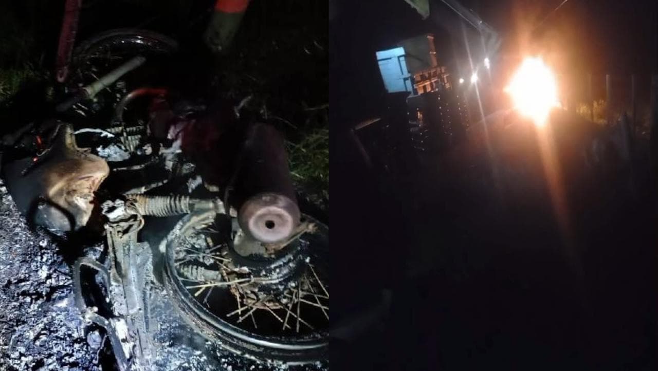 Moto pega fogo após bater em caminhão e mata dois jovens na SC-414