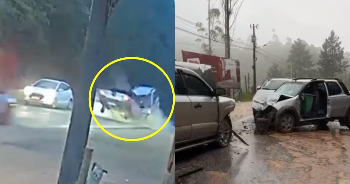 Motorista tenta ultrapassar em local proibido e quase provoca tragédia em Nova Trento