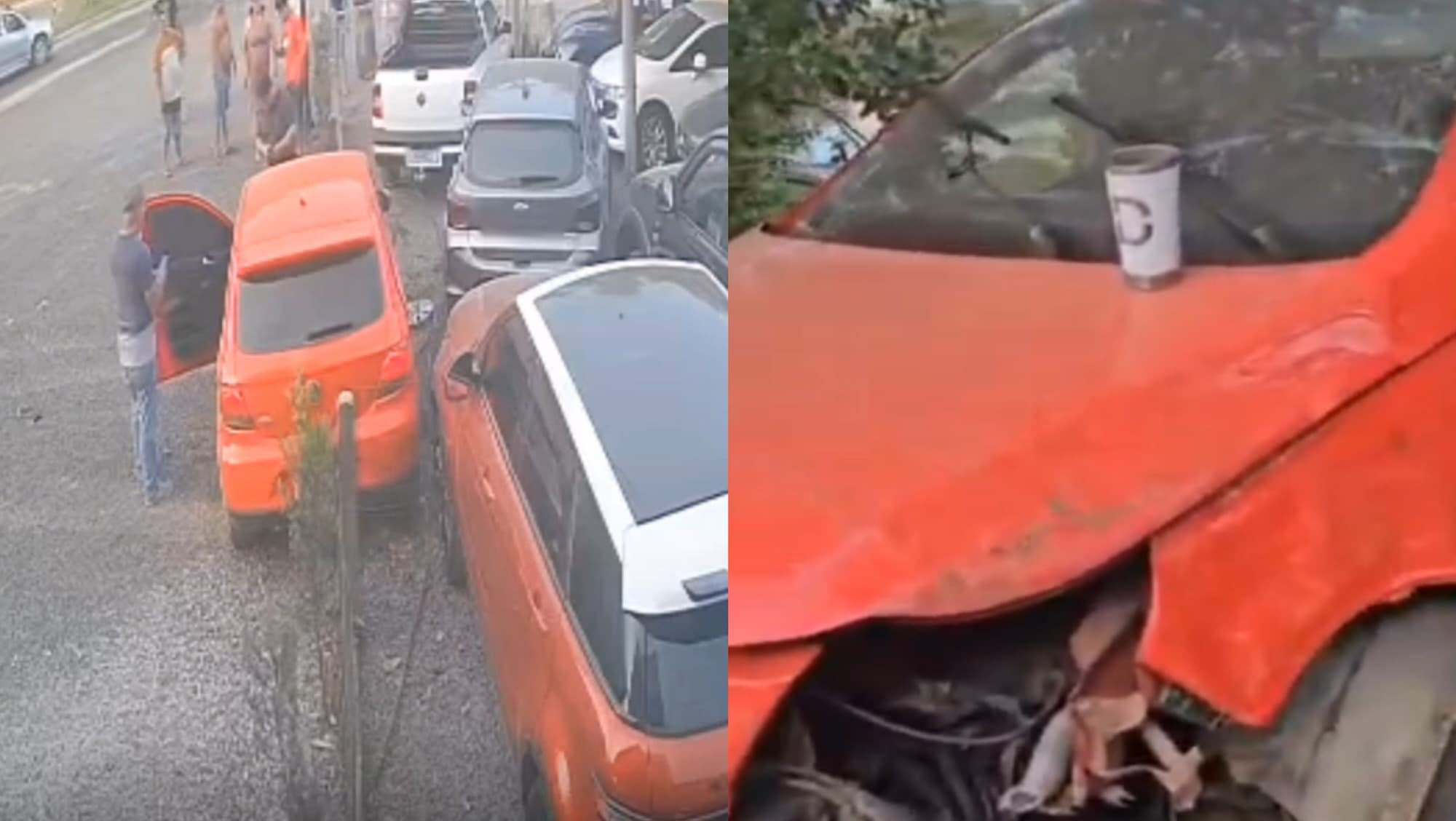 Adolescente com carro desgovernado invade loja e quase despenca sobre telhado de residência na SC-108