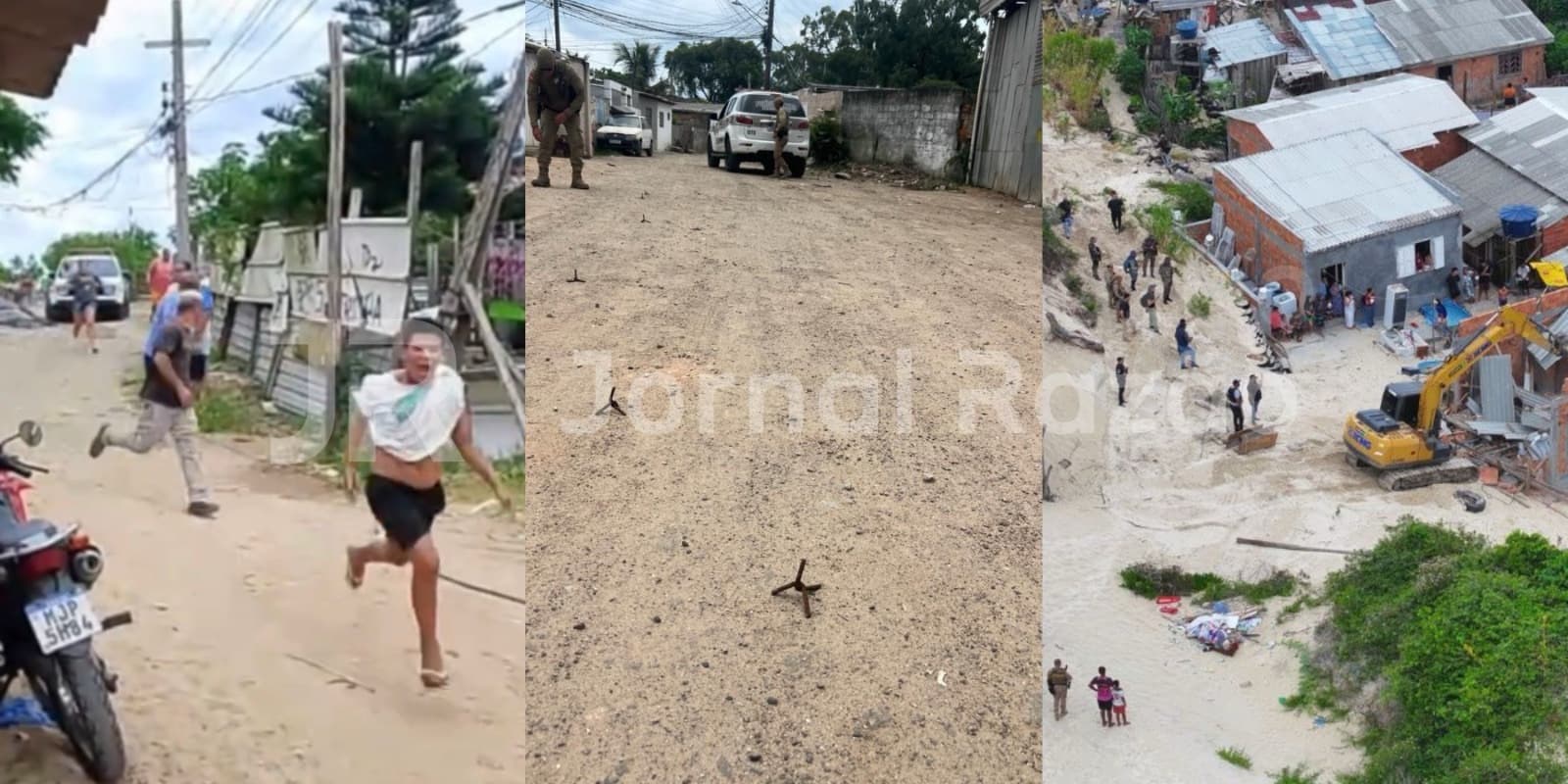 Moradores usam “miguelitos” para furar pneus de viaturas e evitar demolições em Florianópolis