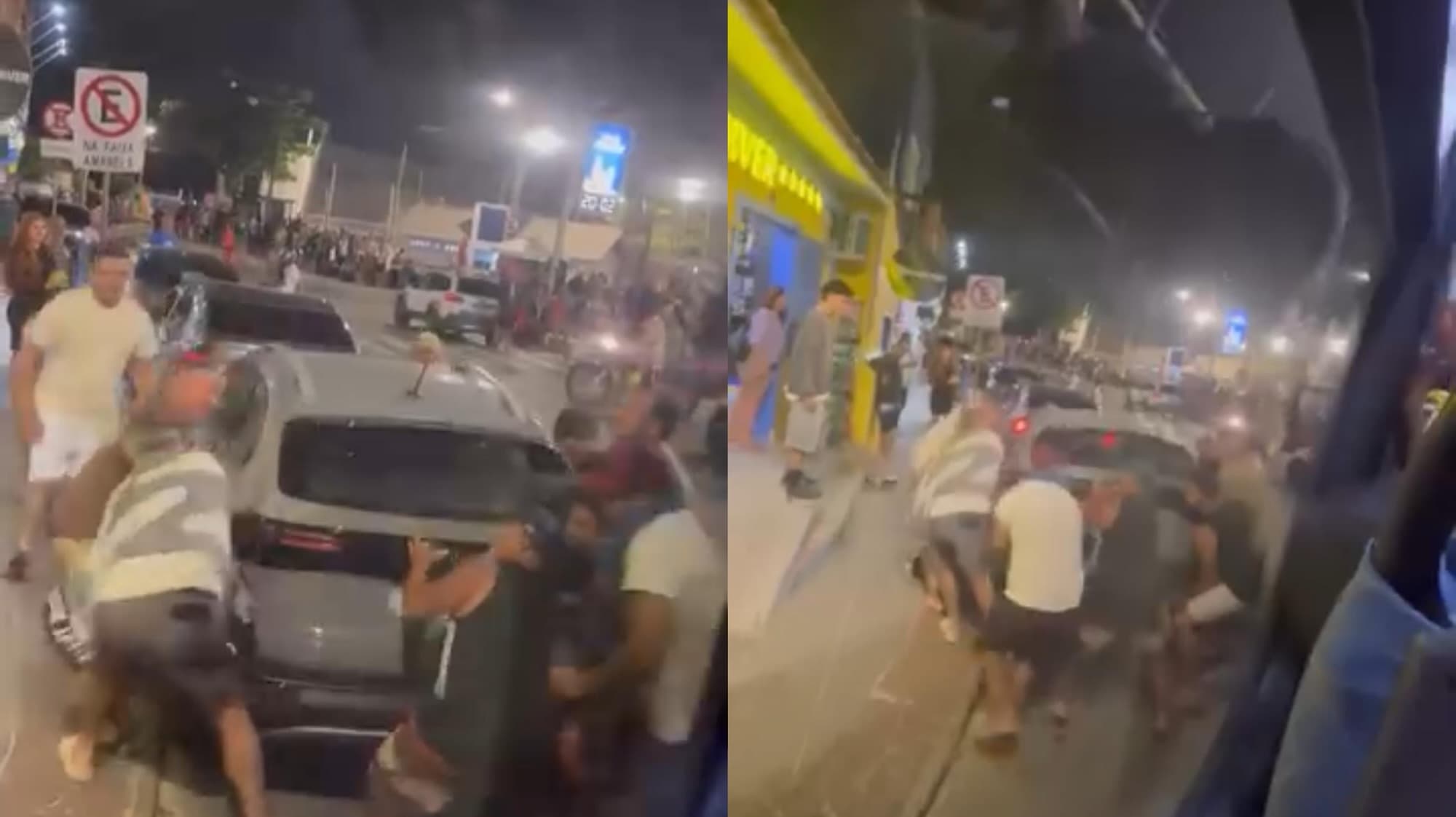 “Floripa nunca decepciona”: moradores “guincham” carro com as próprias mãos