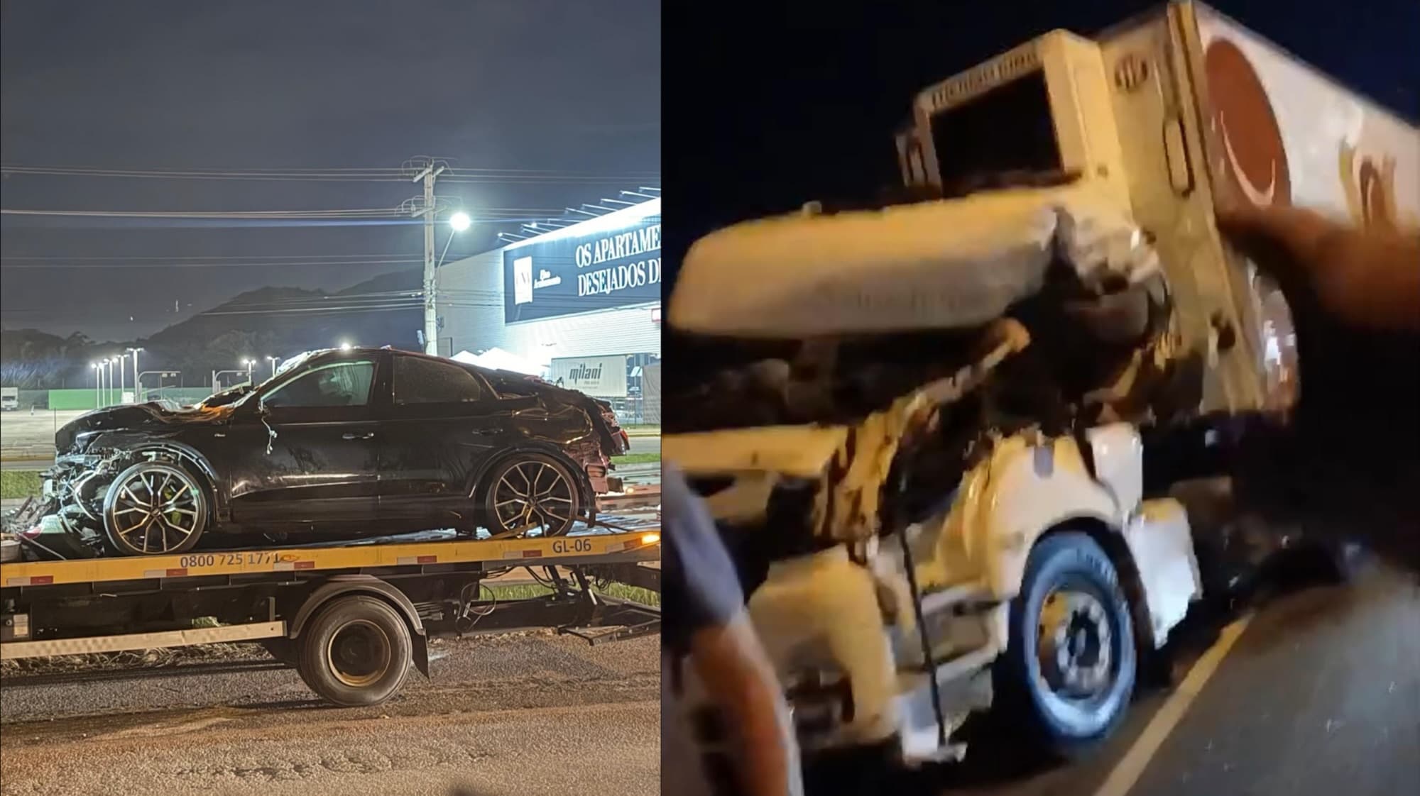 Audi capota, bate de frente com caminhão e mata trabalhador em Balneário Camboriú