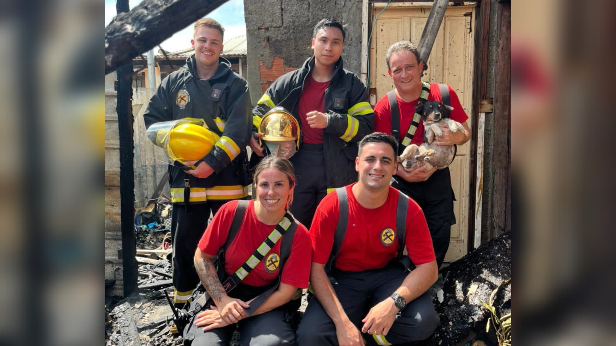Bombeiros Voluntários resgatam cãozinho de residência em chamas em SC