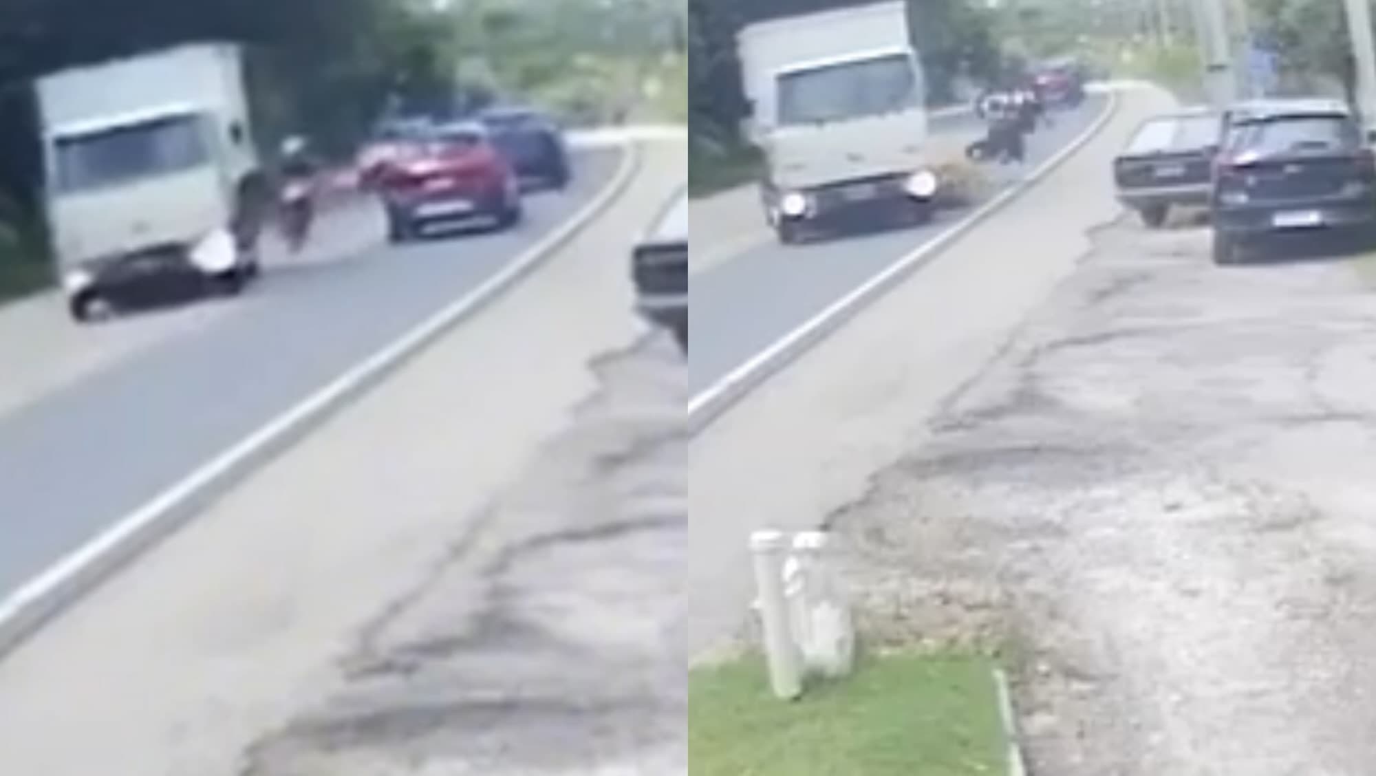 Vídeo mostra momento exato de acidente entre moto e caminhão na SC-410