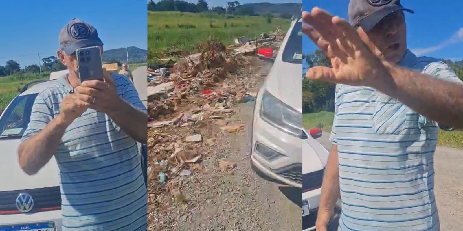 “Fez perder a benção”: idoso tenta agredir motoboy ao ser flagrado jogando lixo em rua de SC