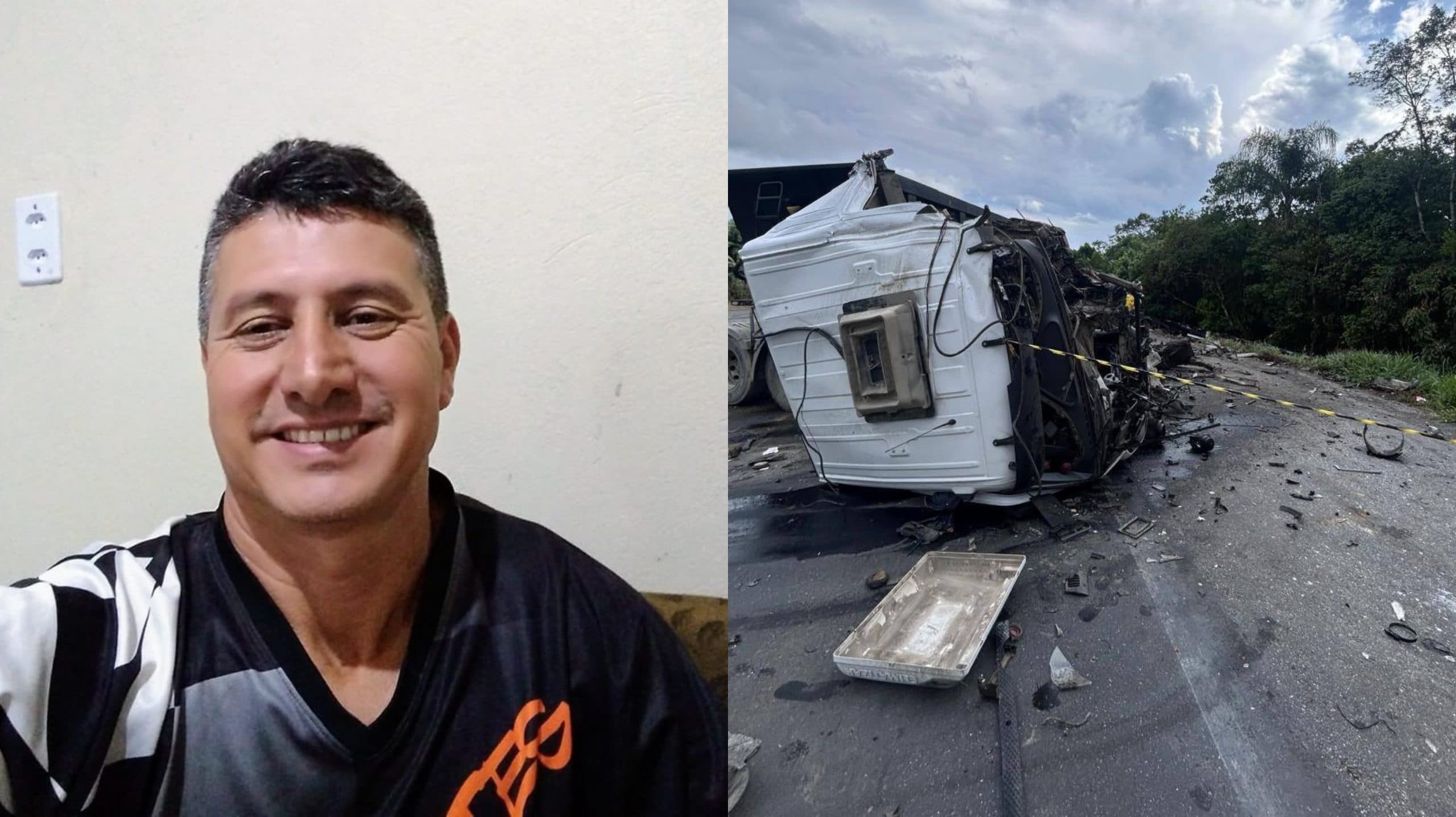Caminhoneiro de 51 anos morre em batida na SC-416, após caminhão invadir a contramão sob chuva