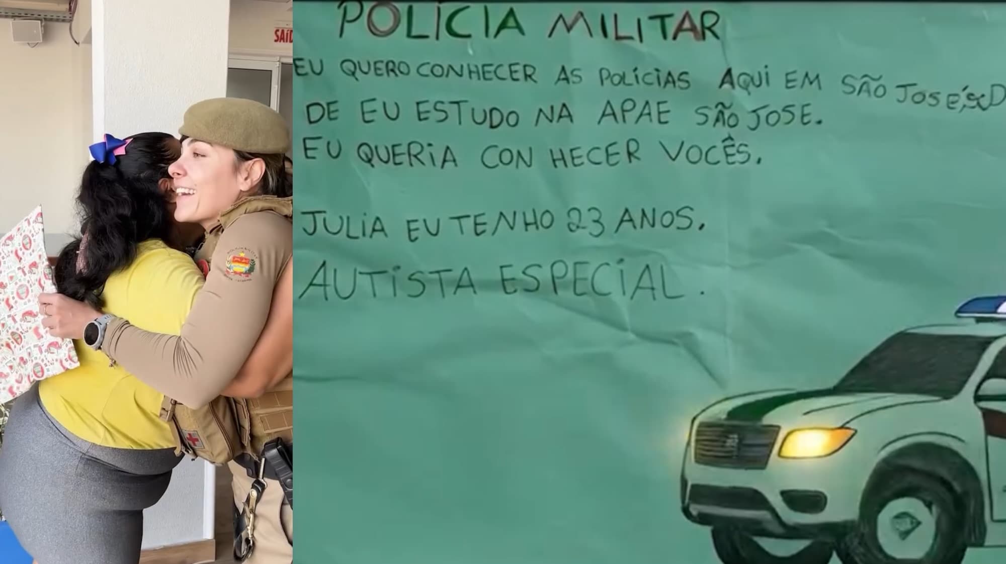 Sonho realizado: policiais de São José visitam jovem autista que queria conhecer a corporação