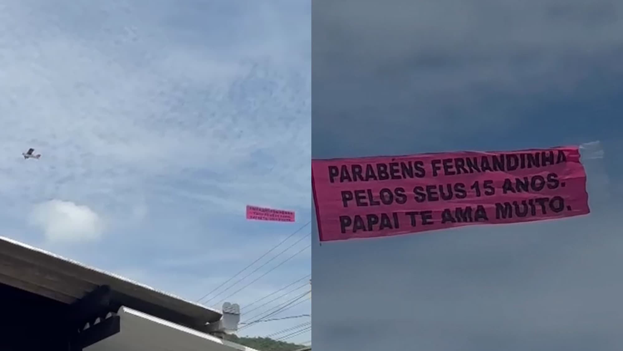 Pai faz surpresa para filha com avião de pequeno porte e deixa mensagem de amor
