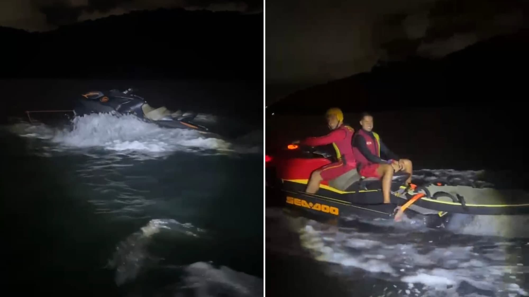 Moto aquática começa a afundar e homem é resgatado no mar em Porto Belo