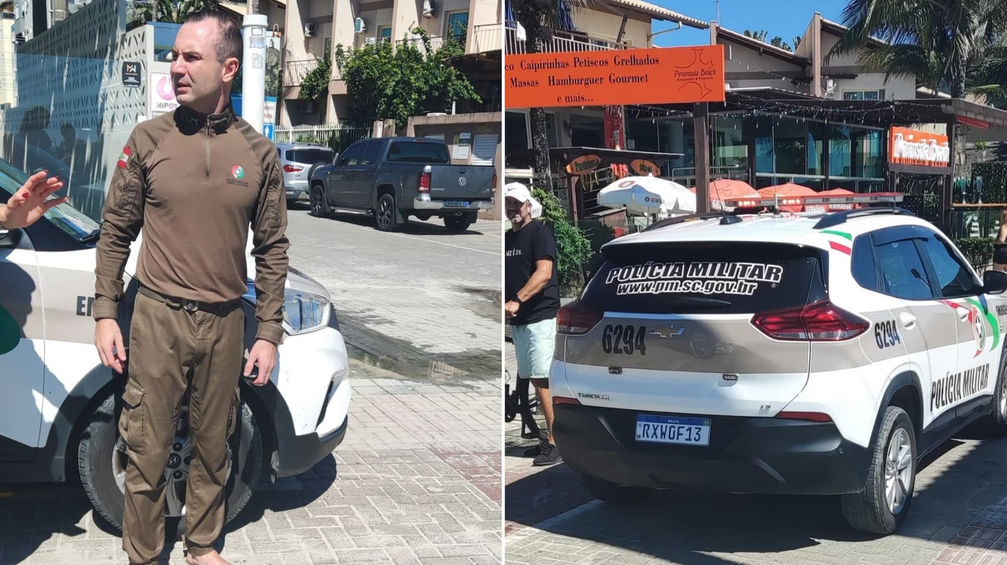 Sargento da PM salva homem de afogamento na Praia de Bombas, em Bombinhas