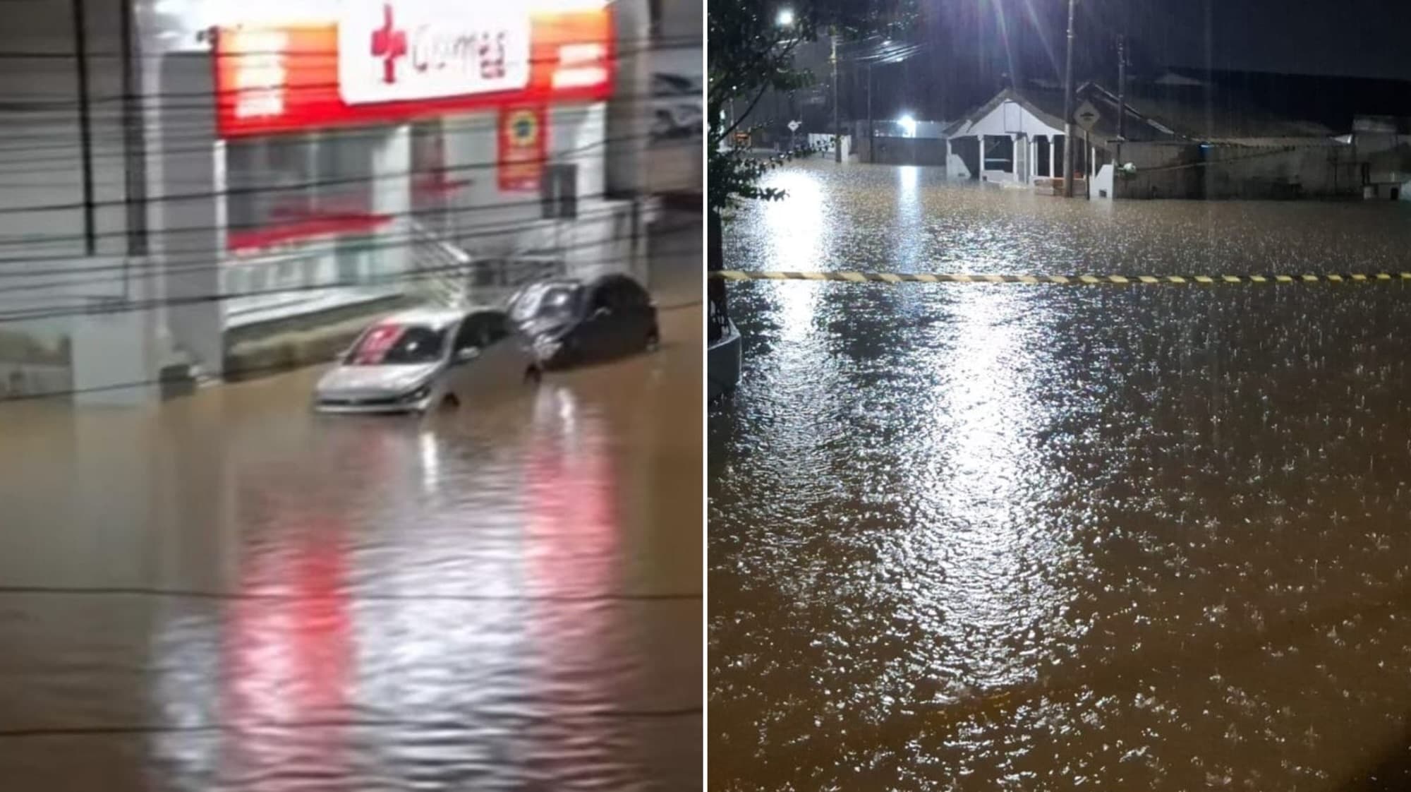 Temporal extremo transforma ruas em rios e invade casas em cidade do Alto Vale