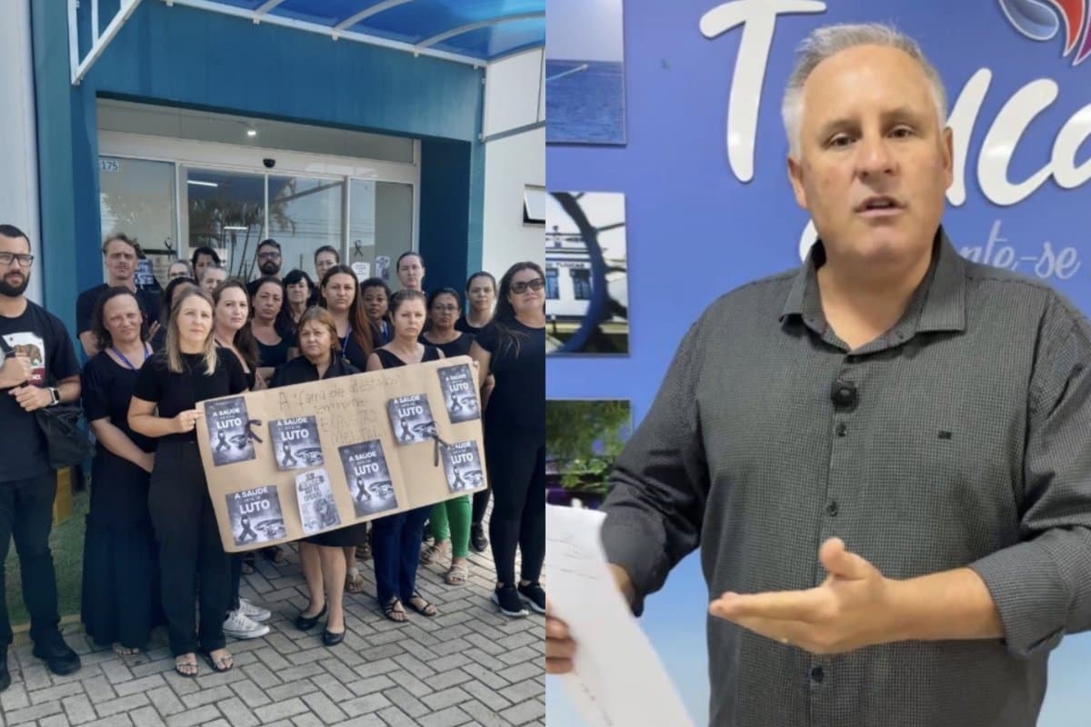 Servidores da saúde protestam após prefeito de Tijucas anunciar pente-fino em atestados