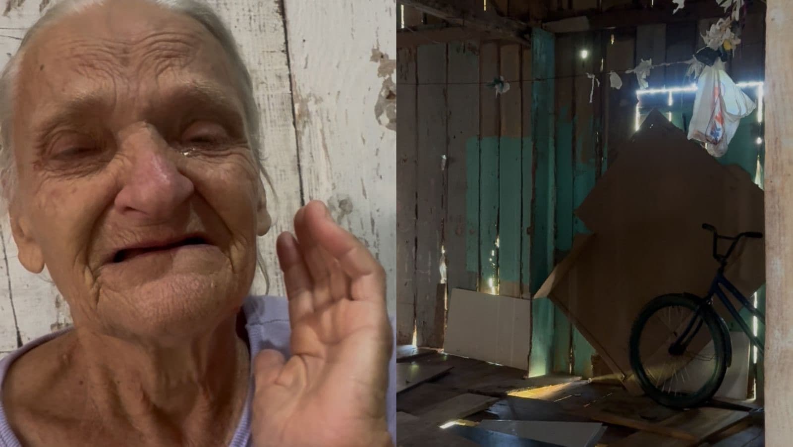 “Eu me ajoelho e peço proteção a Deus”: casa pode desabar a qualquer momento em cima de idosa em SC