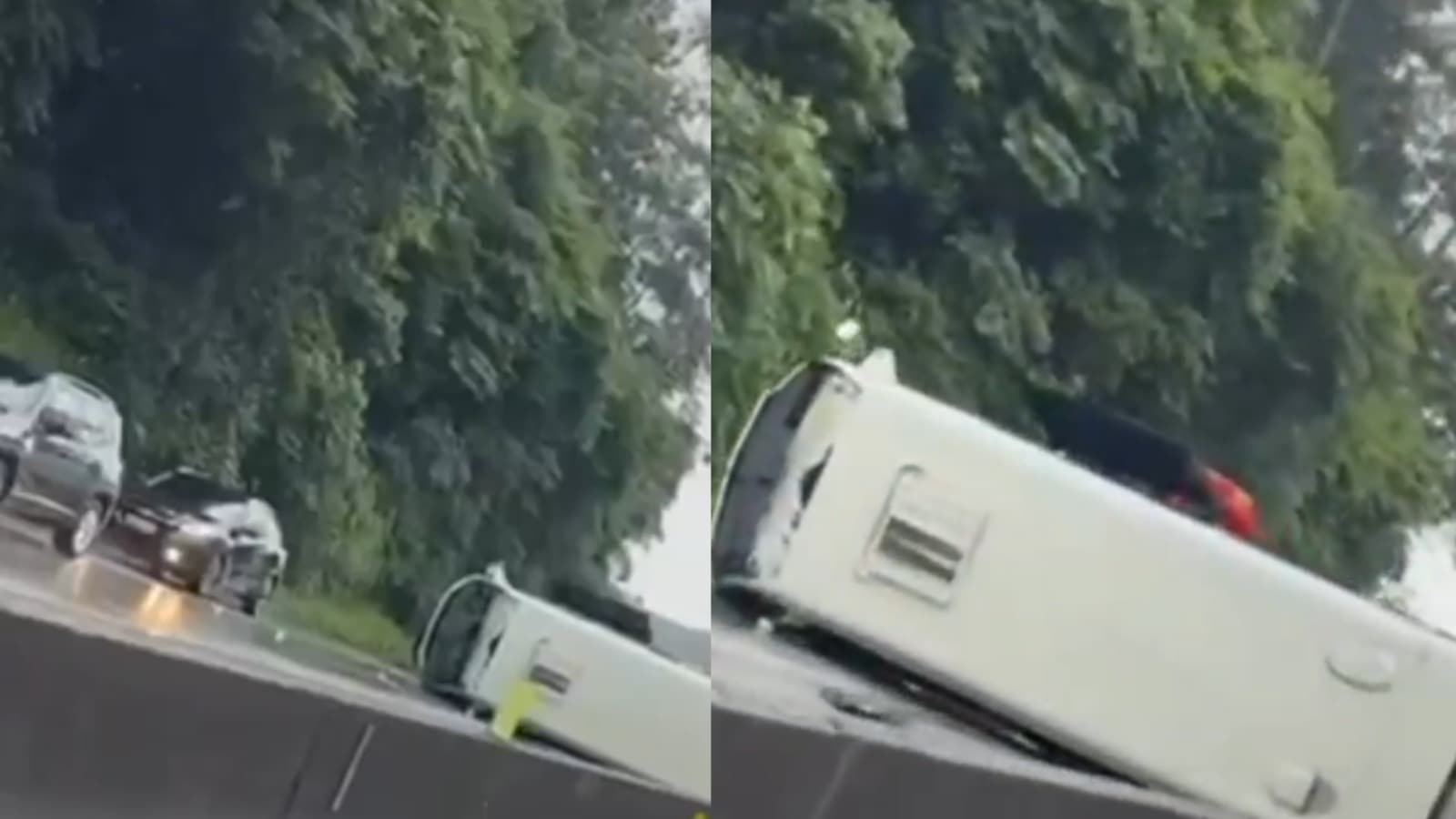 Tombamento de ônibus bloqueia BR-101e causa congestionamento na Grande Florianópolis