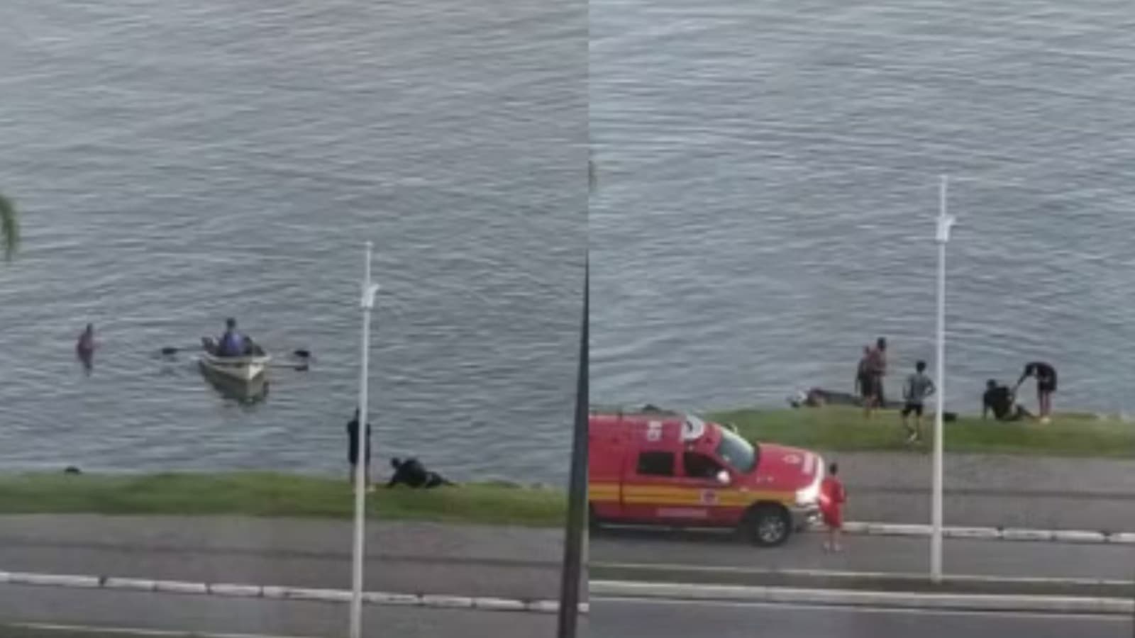 Carro cai no mar na Beira-Mar Norte em Florianópolis; duas pessoas são resgatadas