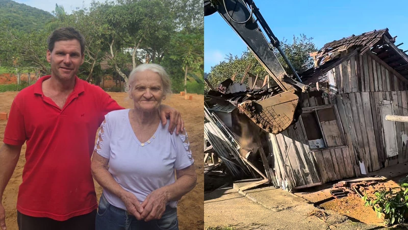 “Deus deu resposta”: Após anos de orações, idosa de 76 anos vê obra da casa nova começar em SC