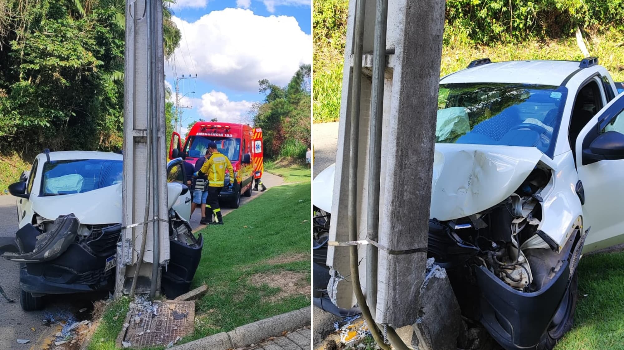 “Imagens impressionantes”: Carro destrói poste e deixa passageiro ferido em Gaspar
