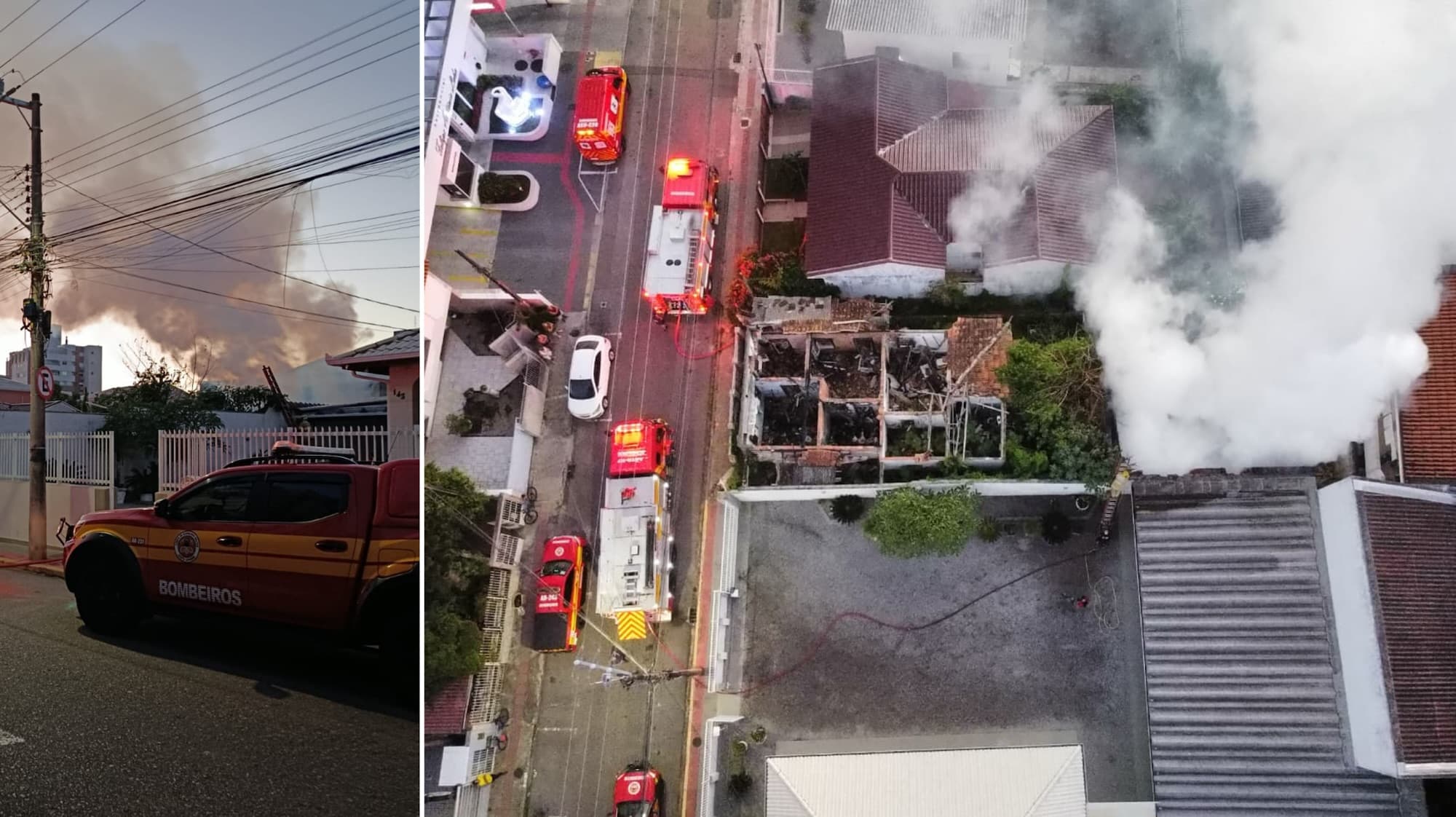 Bombeiros salvam casas vizinhas de incêndio em imóvel abandonado em Florianópolis