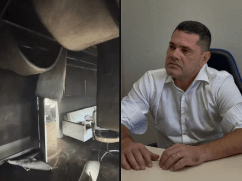 Foto da família e imagem de santo resistem a incêndio no gabinete do prefeito de Itajaí