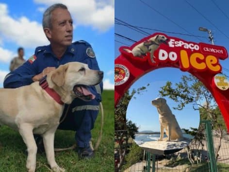 A história por trás da praça de Itajaí que homenageia o primeiro cão salva-vidas do Brasil