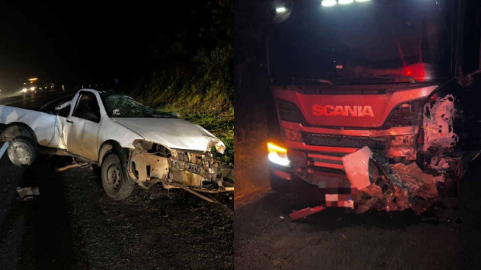 Batida violenta entre carro, caminhão e van termina em morte em SC