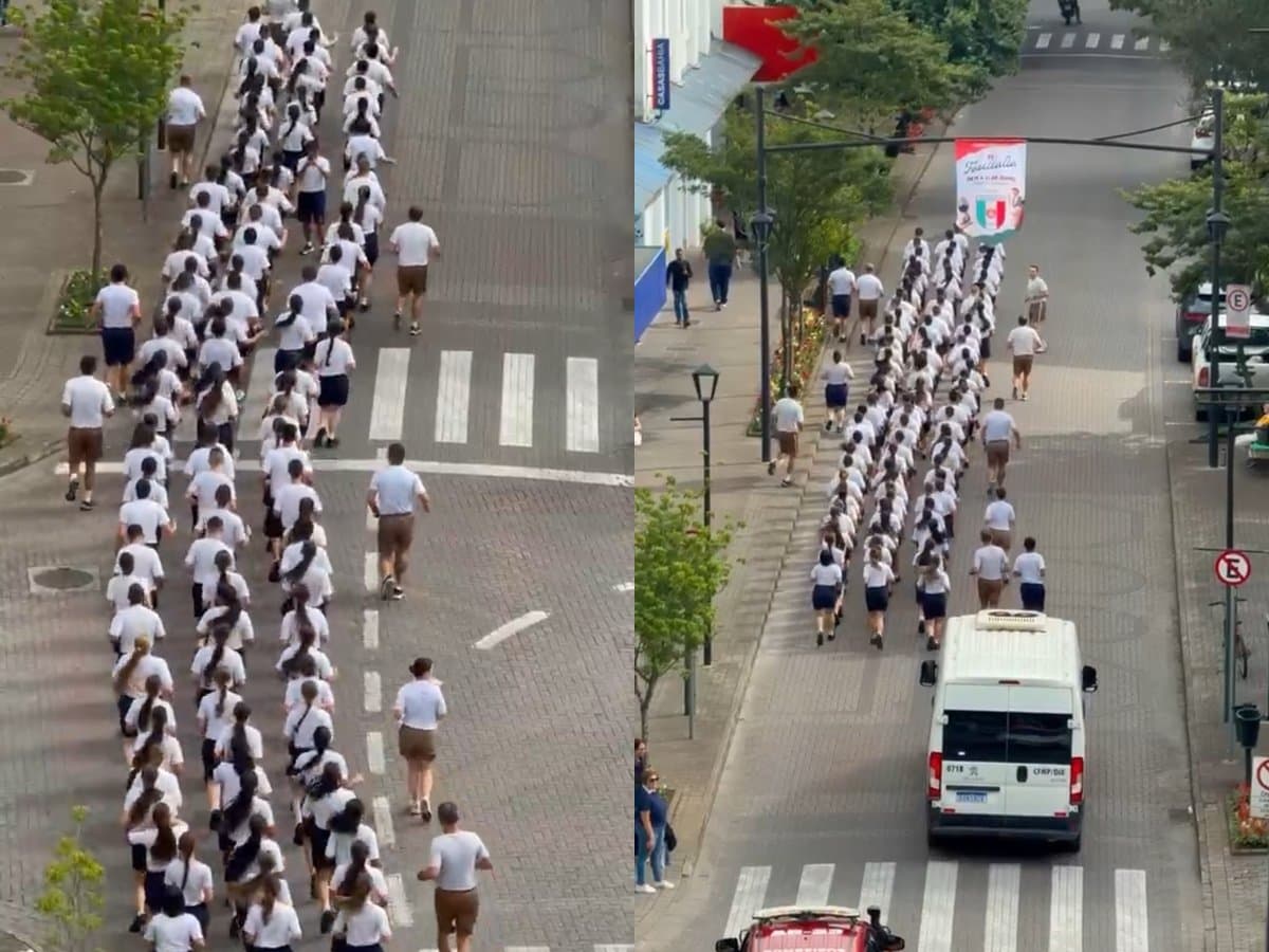 “Eu sou do Colégio Militar”: alunos tomam as ruas de Blumenau em corrida emocionante