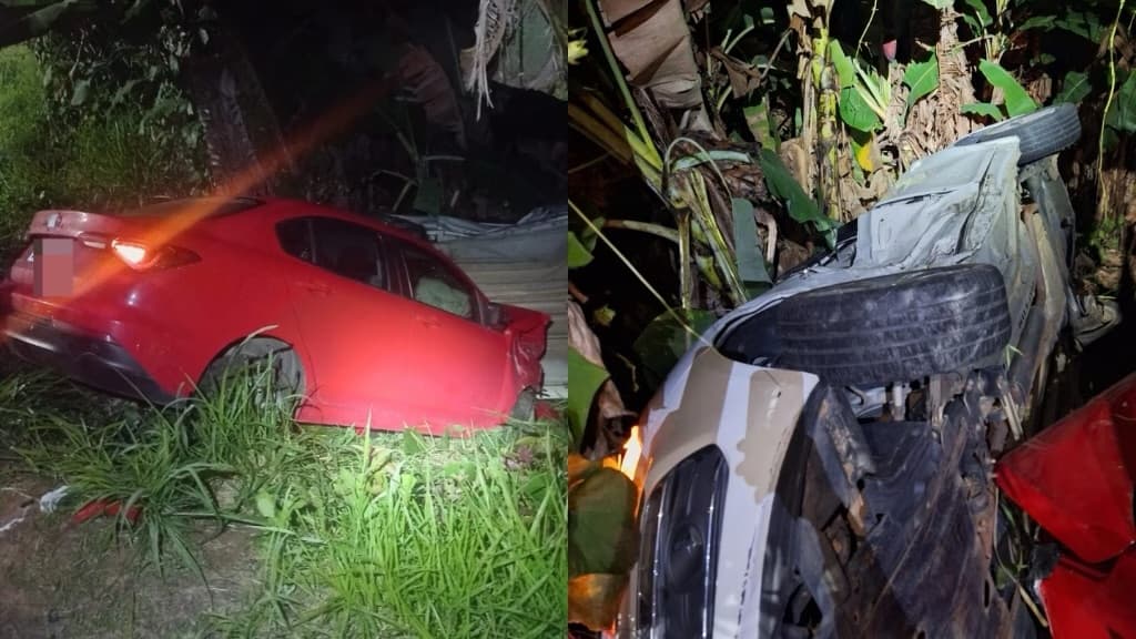 Colisão entre carros deixa duas pessoas feridas na SC-410 em Nova Trento