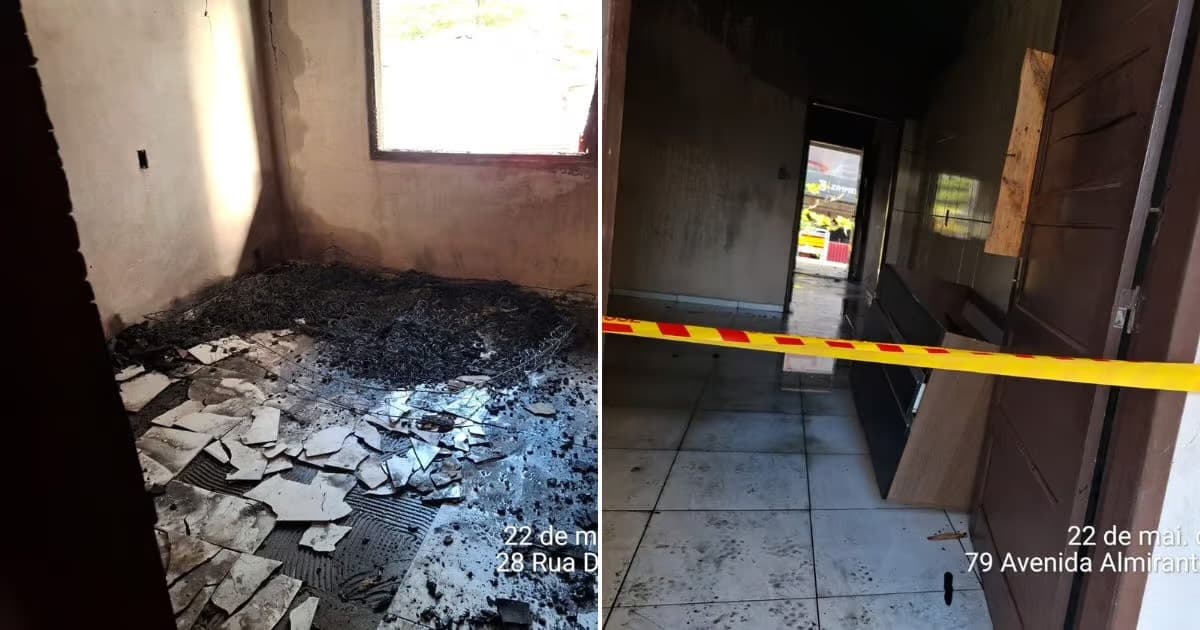 Casa em demolição pega fogo e mobiliza bombeiros em Porto Belo