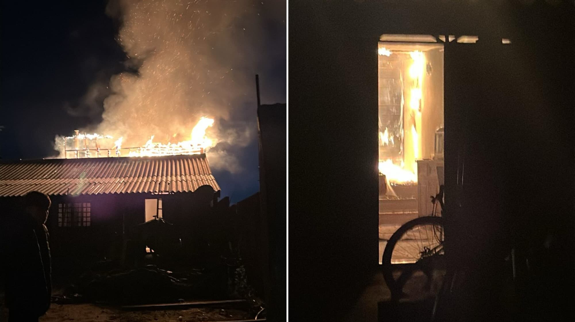 Casa é tomada pelas chamas durante a madrugada em Santo Amaro da Imperatriz